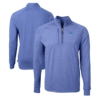 Pull-over zippé quart de tour en tricot recyclé chiné avec logo des anciens élèves Wildcats du Kentucky pour homme, Cutter & Buck Heather Royal