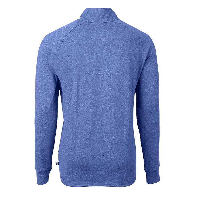 Pull-over zippé quart de tour en tricot recyclé chiné avec logo des anciens élèves Wildcats du Kentucky pour homme, Cutter & Buck Heather Royal