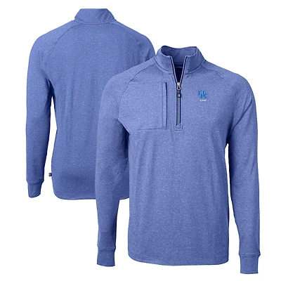 Pull-over zippé quart de tour en tricot recyclé chiné avec logo des anciens élèves Wildcats du Kentucky pour homme, Cutter & Buck Heather Royal