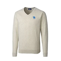 Men's Cutter & Buck  Oatmeal Kentucky Wildcats Alumni Logo Lakemont Tri-Blend V-Neck Pullover Sweater