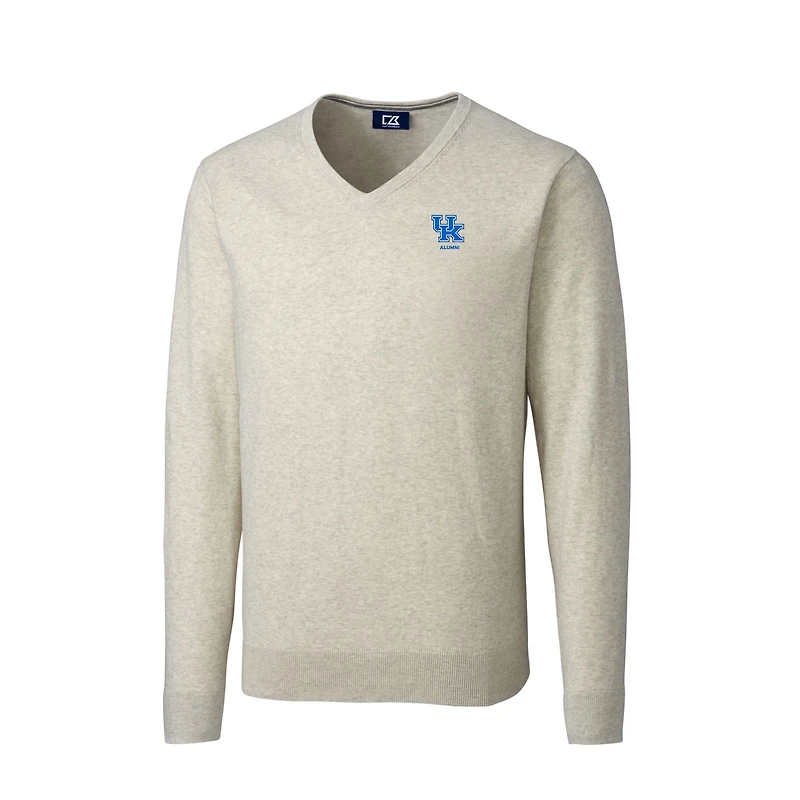 Men's Cutter & Buck Oatmeal Kentucky Wildcats Alumni Logo Lakemont Tri-Blend V-Neck Pullover Sweater