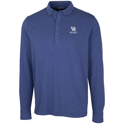 Men's Cutter & Buck Royal Kentucky Wildcats Advantage Long Sleeve Polo