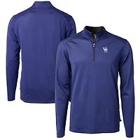 Pull zippé à micro-rayures recyclées pour homme, en piqué écologique DryTec Virtue, avec logo des anciens élèves Kentucky Wildcats, Cutter & Buck Royal