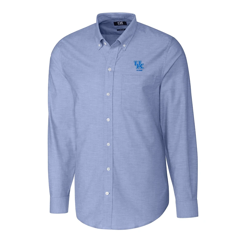 Men's Cutter & Buck  Royal Kentucky Wildcats Alumni Logo Stretch Oxford Long Sleeve Button-Down Shirt