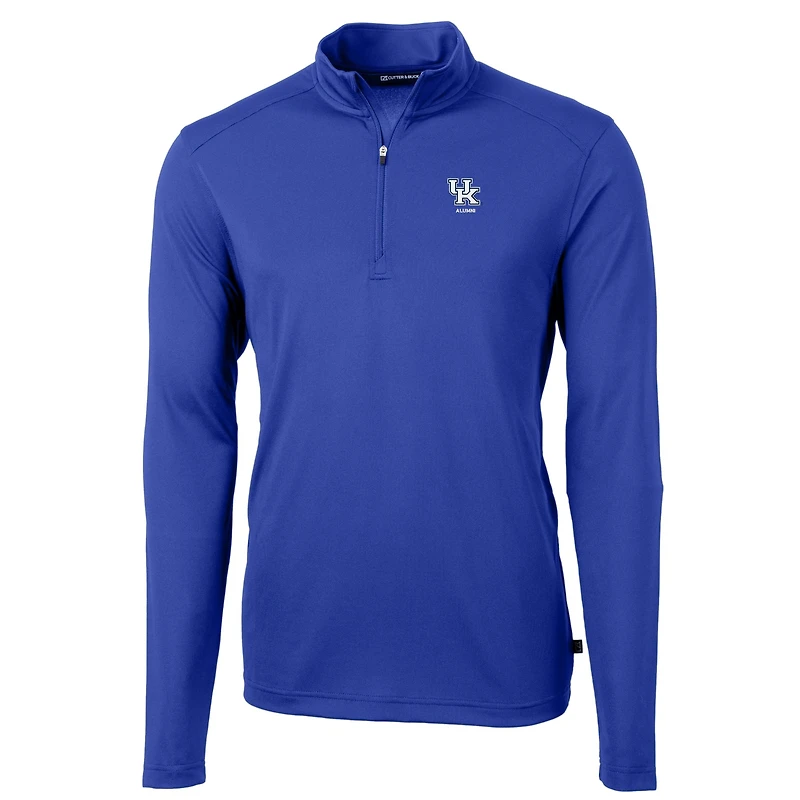 Men's Cutter & Buck Royal Kentucky Wildcats Alumni Logo Virtue Eco Pique Recycled Quarter-Zip Pullover Top