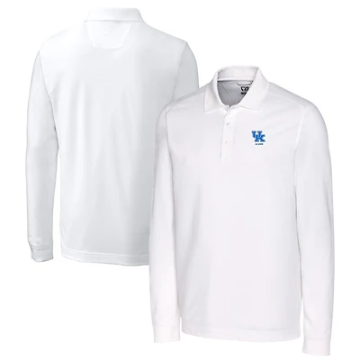 Men's Cutter & Buck  White Kentucky Wildcats Alumni Logo Advantage Tri-Blend Pique Long Sleeve DryTec Polo
