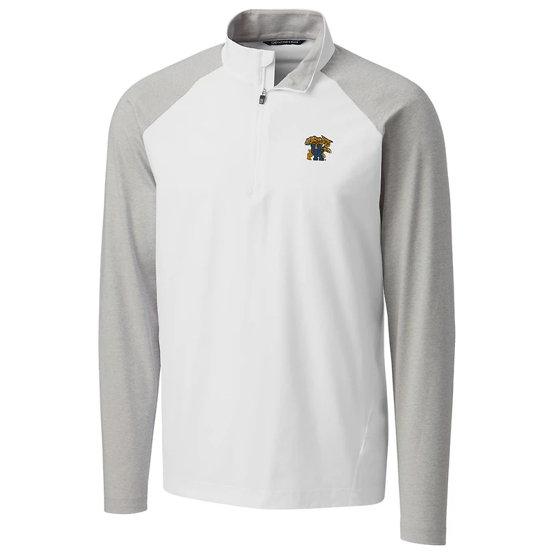 Veste à enfiler hybride blanche quart de zip pour homme, modèle Cutter & Buck, Kentucky Wildcats Response