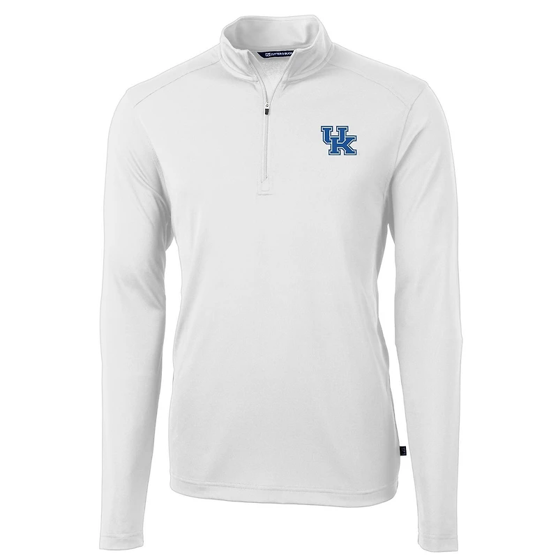 Men's Cutter & Buck White Kentucky Wildcats Virtue Eco Pique Recycled Quarter-Zip Jacket
