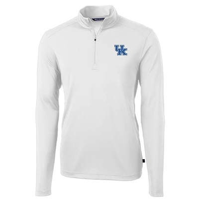 Men's Cutter & Buck White Kentucky Wildcats Virtue Eco Pique Recycled Quarter-Zip Jacket