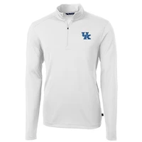 Men's Cutter & Buck White Kentucky Wildcats Virtue Eco Pique Recycled Quarter-Zip Jacket
