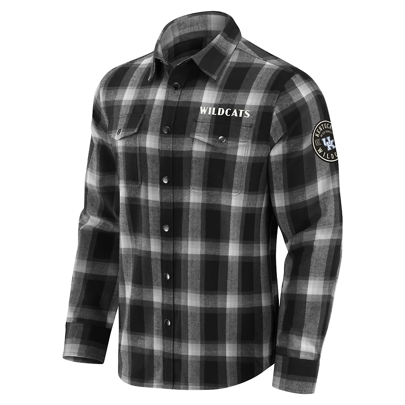 Chemise à carreaux en flanelle noire boutons-pression pour homme de la collection Darius Rucker par Fanatics