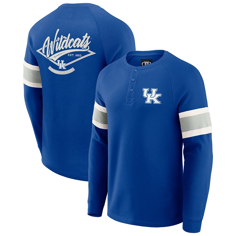 Men's Darius Rucker Collection by Fanatics Royal Kentucky Wildcats Waffle-Knit Raglan Long Sleeve Henley T-Shirt