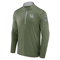 Men's Fanatics Olive Kentucky Wildcats OHT Military Appreciation Defender Quarter-Zip Jacket