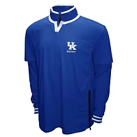 Ensemble 3-en-1 Franchise Club Royal Kentucky Wildcats : t-shirt double couche et pull à fermeture éclair quart de tour