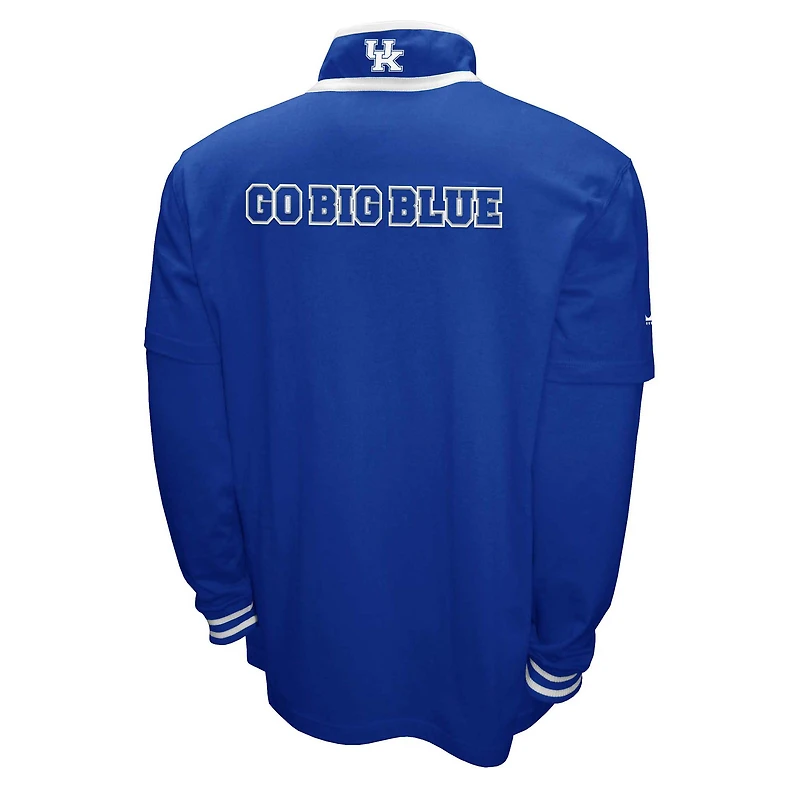 Ensemble 3-en-1 Franchise Club Royal Kentucky Wildcats : t-shirt double couche et pull à fermeture éclair quart de tour
