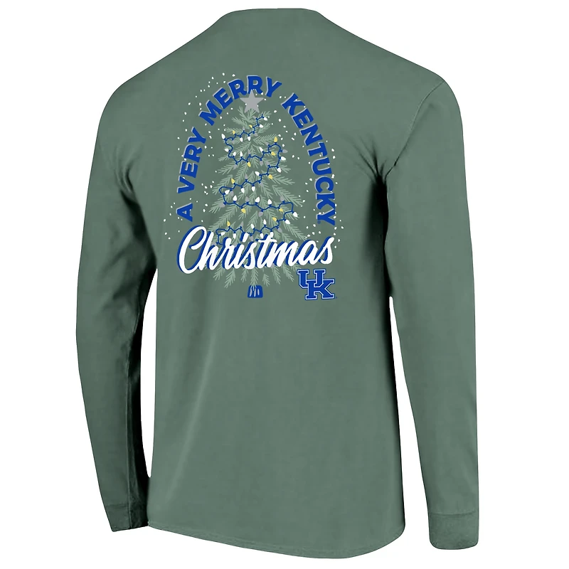 T-shirt à manches longues pour homme Kentucky Wildcats, couleurs confort, motif sapin de Noël vert