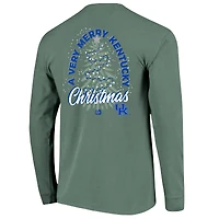 T-shirt à manches longues pour homme Kentucky Wildcats, couleurs confort, motif sapin de Noël vert
