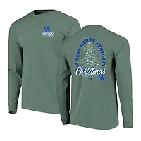 T-shirt à manches longues pour homme Kentucky Wildcats, couleurs confort, motif sapin de Noël vert