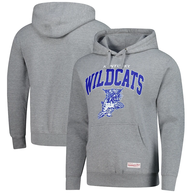 Men's Mitchell & Ness Heather Gray Kentucky Wildcats Classic Arch Pullover Hoodie