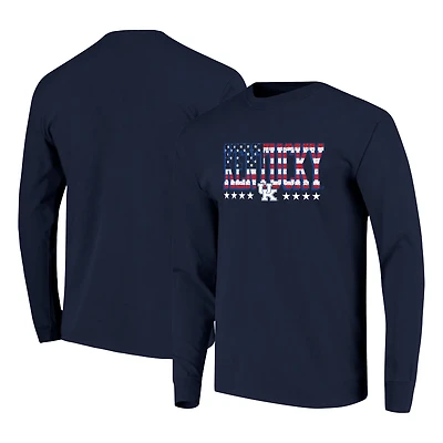 Men's Navy Kentucky Wildcats Tall Type Flag Long Sleeve T-Shirt
