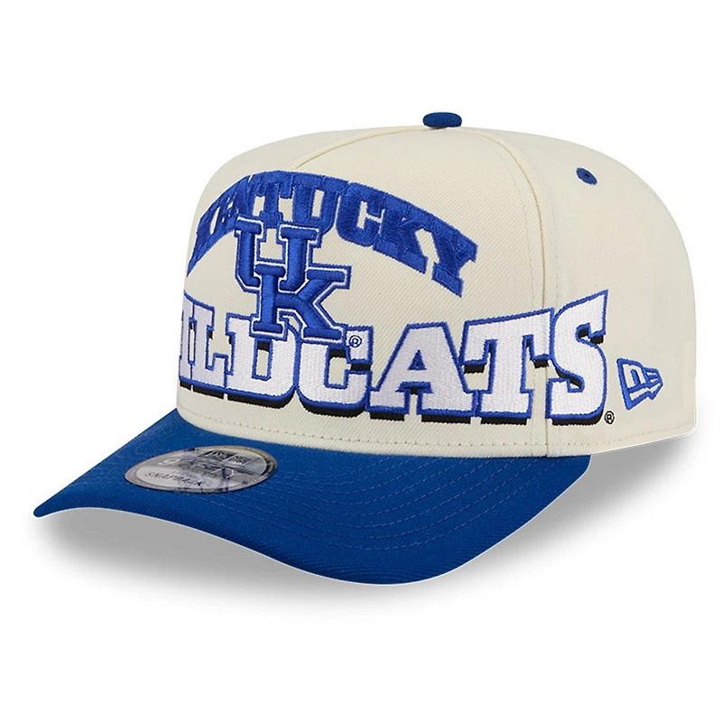 Casquette snapback New Era 9FIFTY A-Frame pour homme, couleur crème/bleu roi, collection Kentucky Wildcats March Madness Historic.