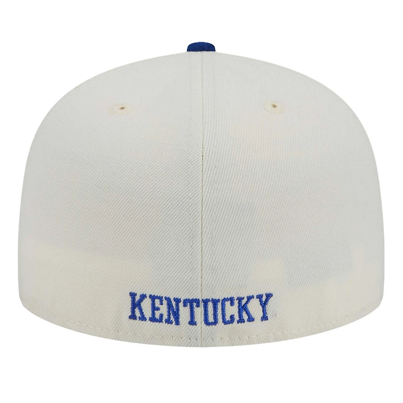 Men's New Era Cream Kentucky Wildcats Chrome 59FIFTY Fitted Hat