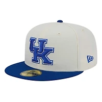 Casquette ajustée New Era 59FIFTY pour homme, couleur crème, Kentucky Wildcats, Chrome