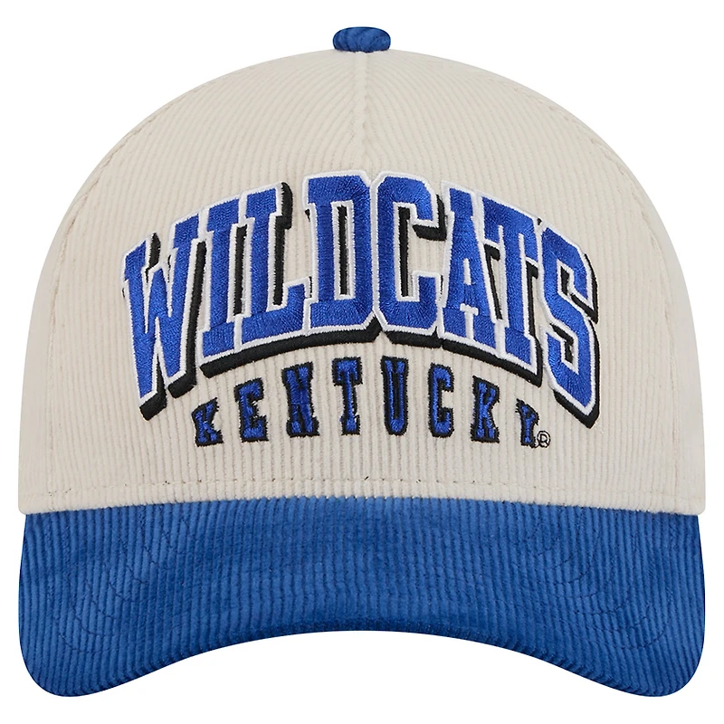 Men's New Era Royal/Cream Kentucky Wildcats Arch Two-Tone Corduroy 9FORTY A-Frame Adjustable Hat