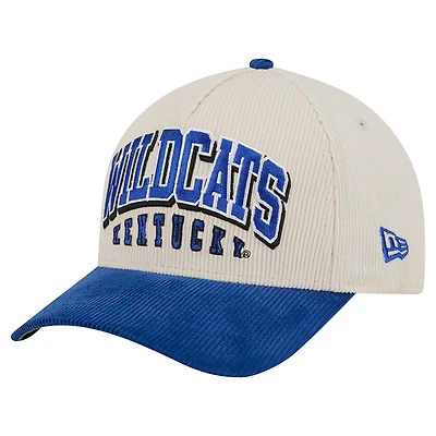 Casquette ajustable en velours côtelé bicolore 9FORTY A-Frame pour homme New Era Royal/Cream Kentucky Wildcats Arch