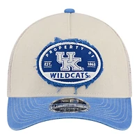 Men's New Era  Stone/Royal Kentucky Wildcats Frayed Patch 9FORTY M-Crown A-Frame Trucker Adjustable Hat