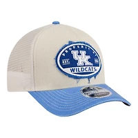 Casquette trucker ajustable New Era Stone/Royal Kentucky Wildcats à écusson effiloché 9FORTY M-Crown A-Frame pour homme
