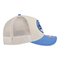 Men's New Era  Stone/Royal Kentucky Wildcats Frayed Patch 9FORTY M-Crown A-Frame Trucker Adjustable Hat