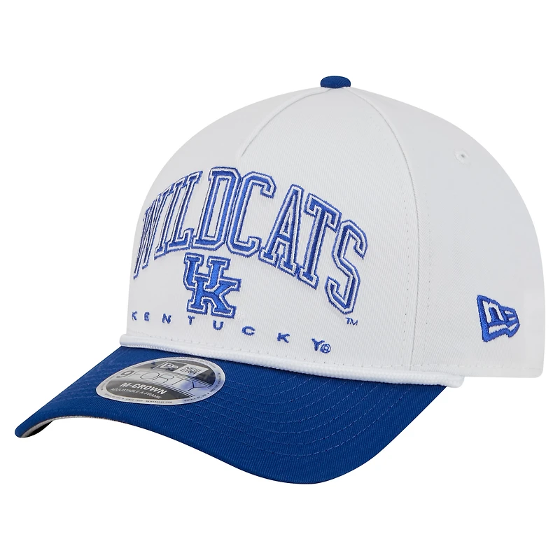 Men's New Era White/Royal Kentucky Wildcats Arch Two-Tone Rope 9FORTY A-Frame M-Crown Adjustable Hat