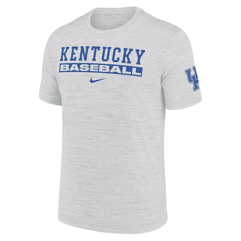 T-shirt Nike Ash Kentucky Wildcats Velocity Baseball Wordmark Stack Performance pour homme