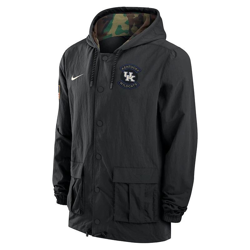 Men's Nike Black Kentucky Wildcats 2025 NCAA Military Appreciation Full-Snap Jacket