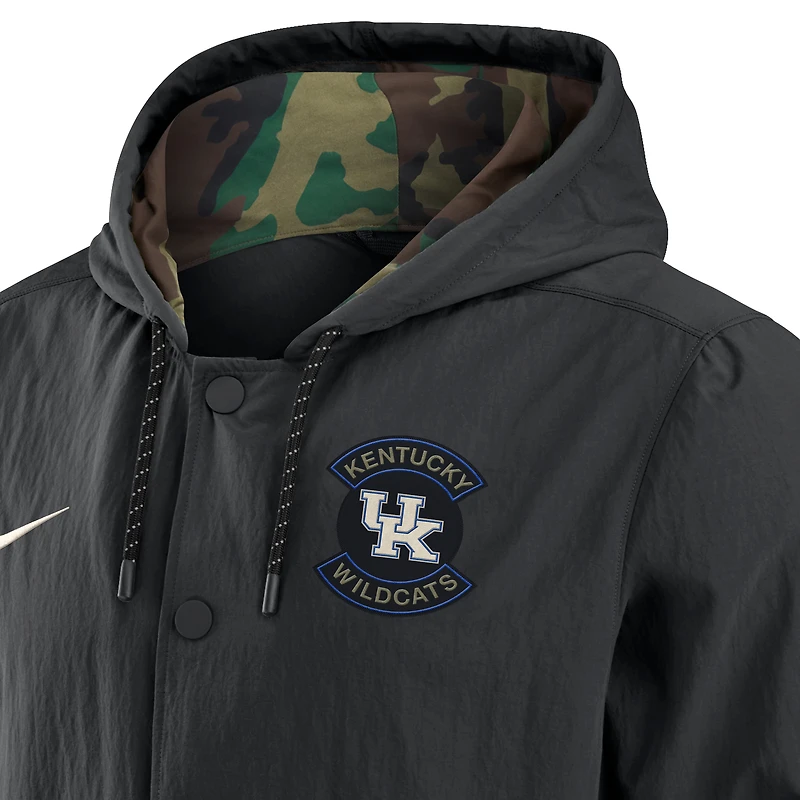 Men's Nike Black Kentucky Wildcats 2025 NCAA Military Appreciation Full-Snap Jacket