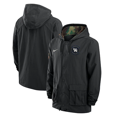 Veste Nike noire à boutons-pression pour homme Kentucky Wildcats 2025 NCAA Military Appreciation