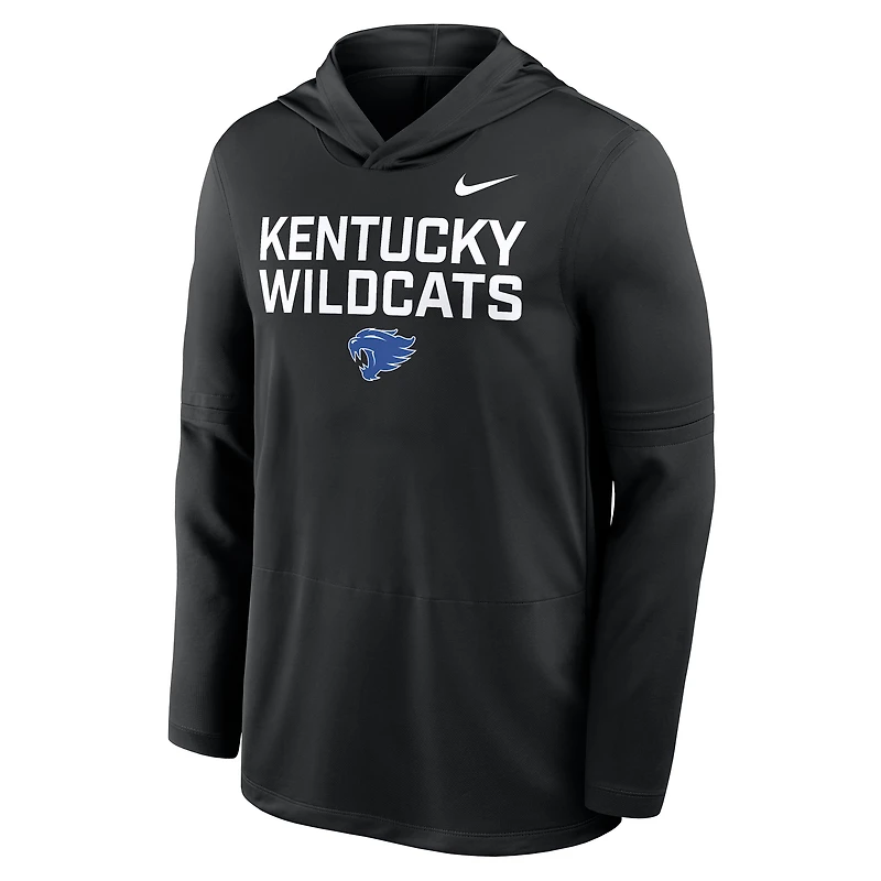 Men's Nike Black Kentucky Wildcats 2025 Sideline Dri-FIT Long Sleeve Hoodie T-Shirt