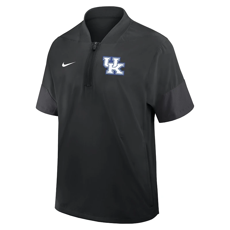 Veste d'entraîneur Nike noire à manches courtes et fermeture éclair quart de tour pour homme, Kentucky Wildcats 2025
