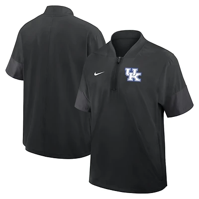 Veste d'entraîneur Nike noire à manches courtes et fermeture éclair quart de tour pour homme, Kentucky Wildcats 2025