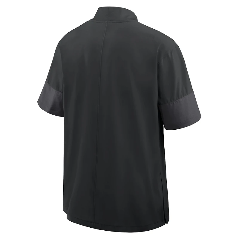 Veste d'entraîneur Nike Kentucky Wildcats 2025 Sideline noire pour homme, manches courtes, fermeture éclair au quart, technologie Dri-FIT