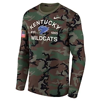 T-shirt à manches longues Nike Camo Kentucky Wildcats 2025 Military Appreciation Legend Dri-FIT pour homme