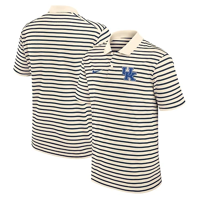 Men's Nike Cream Kentucky Wildcats Primary Logo Striped Dri-FIT Polo