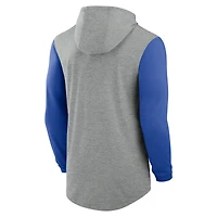Men's Nike Gray/Royal Kentucky Wildcats Basketball Color-Block Tri-Blend Dri-FIT Long Sleeve Hoodie T-Shirt