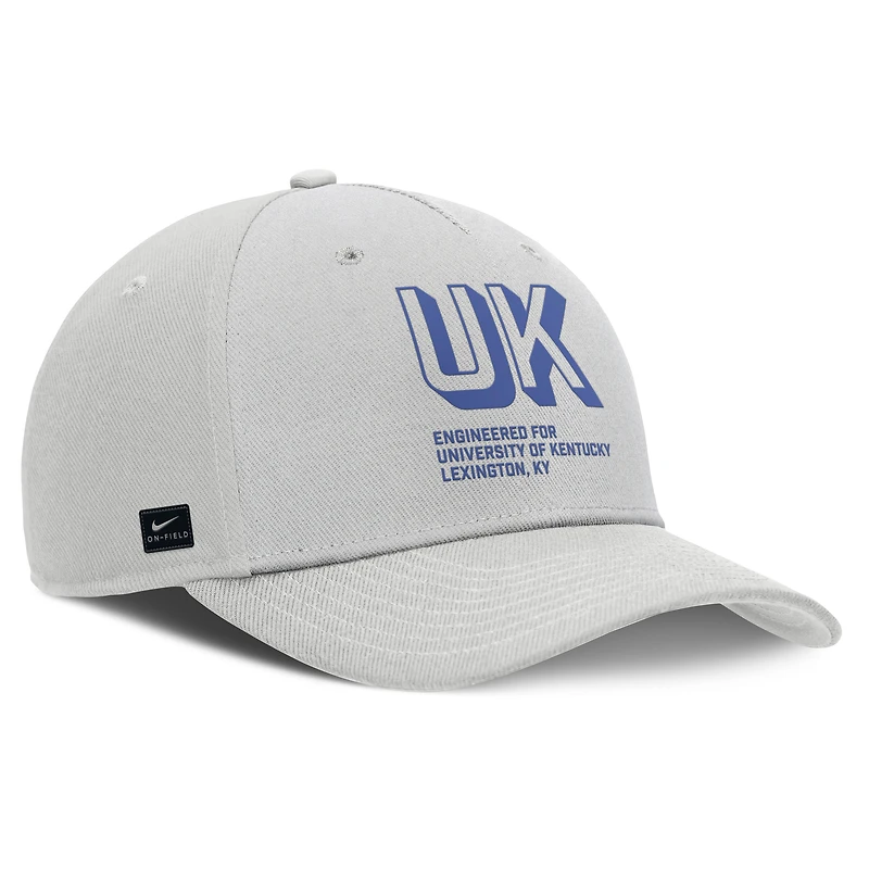 Casquette ajustable Nike grise Kentucky Wildcats 2025 pour homme, coupe ajustée, coupe anti-poussière