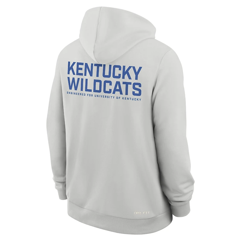 Sweat à capuche Nike gris Kentucky Wildcats 2025 Sideline Standard Issue Dri-FIT entièrement zippé pour homme