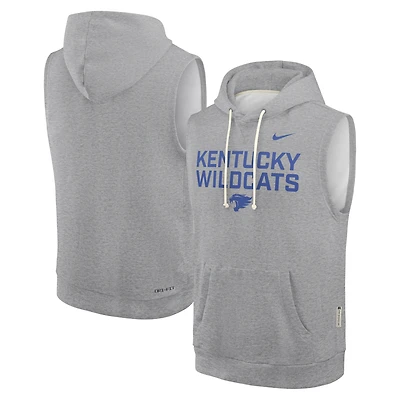 Sweat à capuche sans manches Nike Kentucky Wildcats 2025 Sideline Standard Issue Dri-FIT pour homme, gris chiné