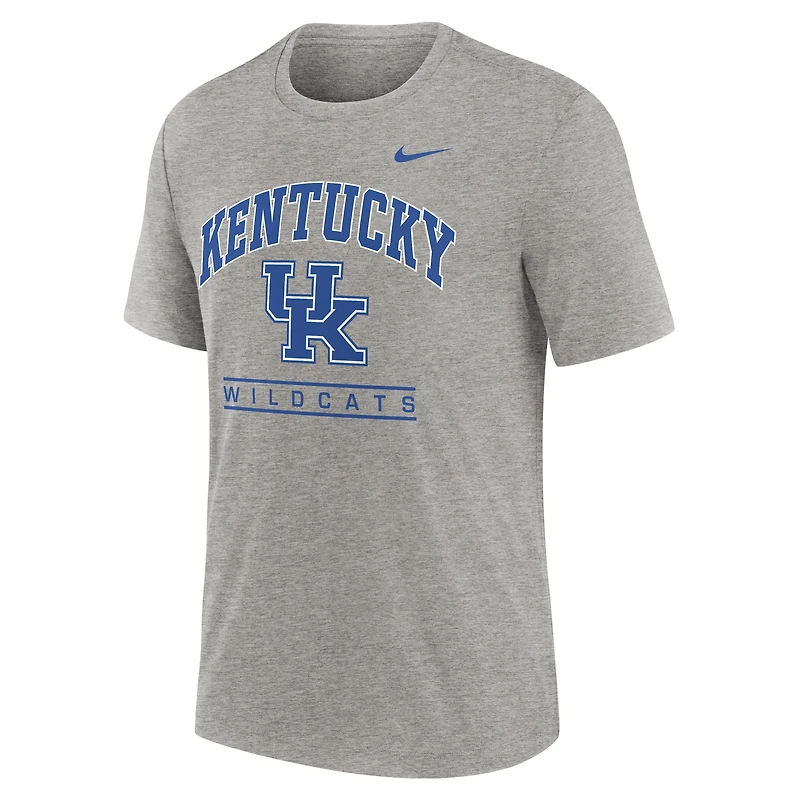 T-shirt Nike Heather Grey Kentucky Wildcats Arch Over Logo Tri-Blend pour homme