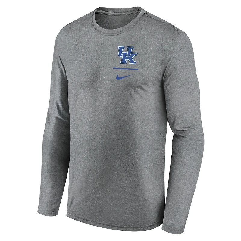 Men's Nike Heather Gray Kentucky Wildcats Primary Stack Legend Performance Long Sleeve T-Shirt