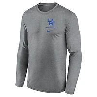 Men's Nike Heather Gray Kentucky Wildcats Primary Stack Legend Performance Long Sleeve T-Shirt